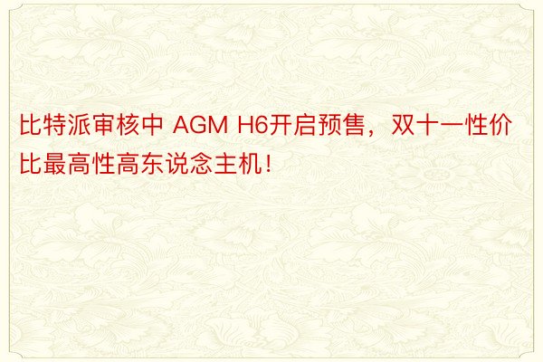 比特派审核中 AGM H6开启预售，双十一性价比最高性高东说念主机！